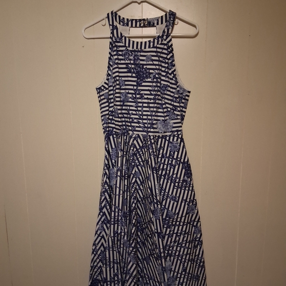 Eliza J Blue and White Striped Floral Dress - Picture 2 of 4